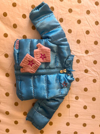 American Girl 18” doll puffy jacket blue w/ gloves w/ box