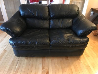 Genuine Leather Sofa & Loveseat – Good Condition!, View more