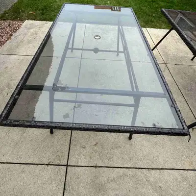 Glass top patio table for 6 people, View more