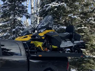 Marathon sled deck, extendable sides, 8’ long, legs move for short box or long box, coated in black...