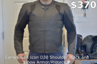 Icon Leather Motorcycle Jacket,  Large (with Icon D30 Padding)