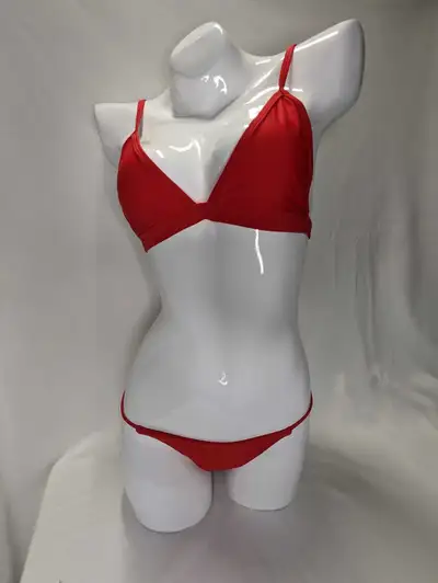   Red two piece bikini swimwear swimsuit bathing suit tankini 