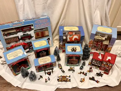 VINTAGE DICKENSVILLE CHRISTMAS VILLAGE COLLECTION, WITH TRAIN, View more