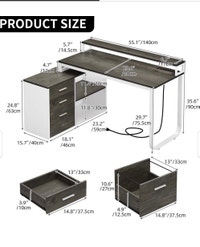 55” L shaped computer desk with storage space