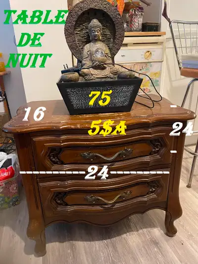 Table de nuit en vrai bois, anti antidérapants autre, View more
