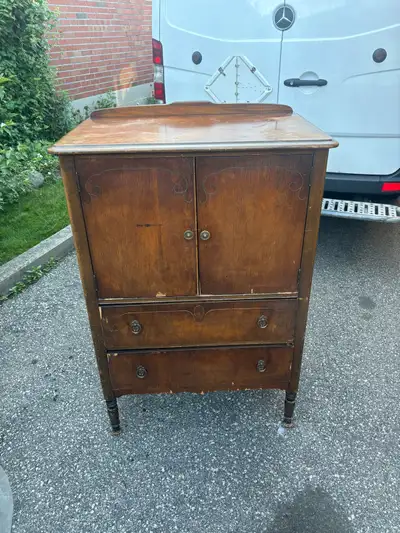 Free delivery used antique Vintage Wooden Cabinet with Drawers, View more