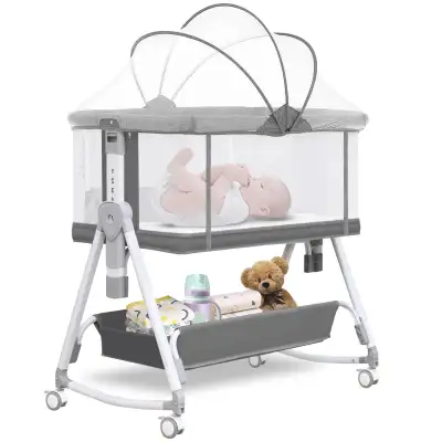 Brand new. Colour Gray 3 in 1 Baby Bassinets Bedside Sleeper Bedside Bassinet for Baby with Wheels a...
