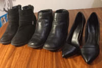 Ladies shoes, black velvet size 8, Black size 8 1/2W & size 6.5.