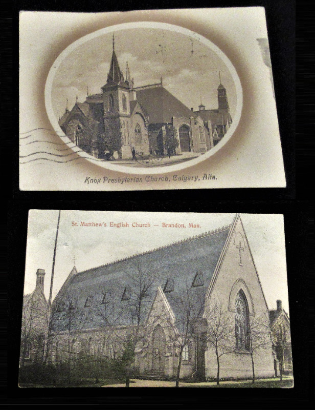 Two Vintage Postcards of Churches - Calgary and Brandon - 1900's in Arts & Collectibles in Edmonton