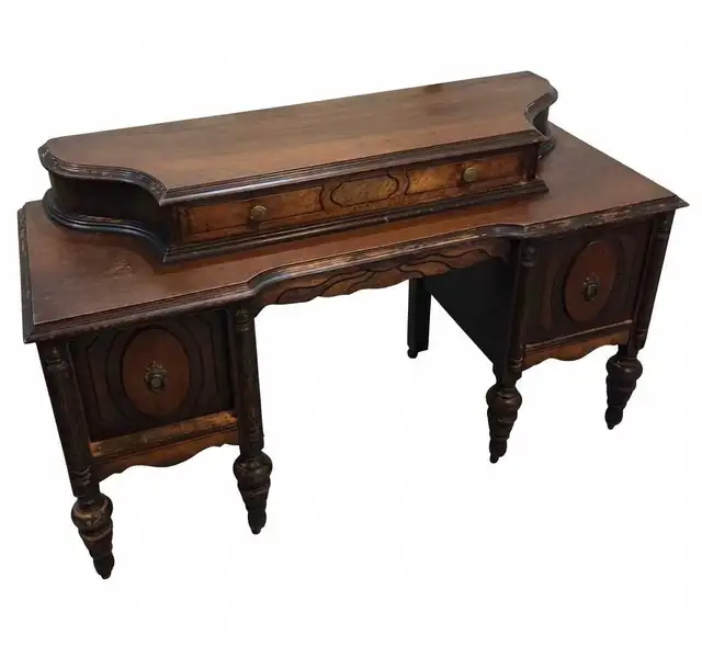 Antique Walnut Vanity / Writing Desk- 1920s in Desks in City of Toronto - Image 7