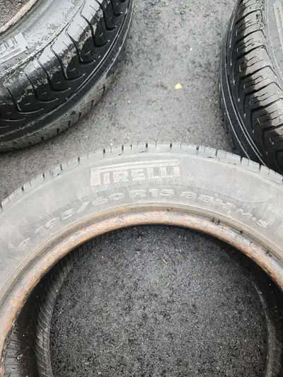 4 x Pirelli, P 195/60 R15, used tires with 6mm of tread remaining. No rims