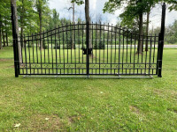 driveway gate wrought iron, aluminum, fence, posts, residential