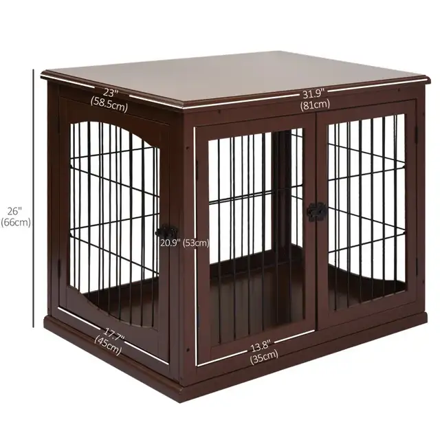 26" Wooden Dog Cage with Double Door Entrance, Brown in Other in Markham / York Region - Image 3