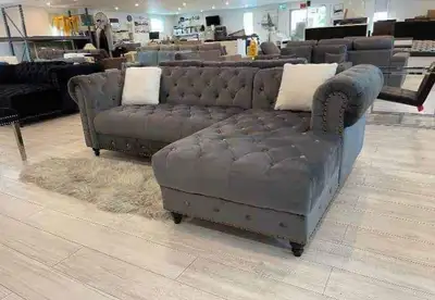 Luxury Tufted Velvet Sectional Sofa – FREE Delivery, View more