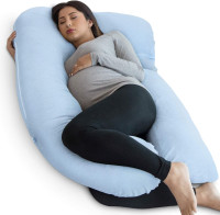 NEW PharMeDoc Pregnancy Pillow, U-Shape (Light Blue, Detachable)