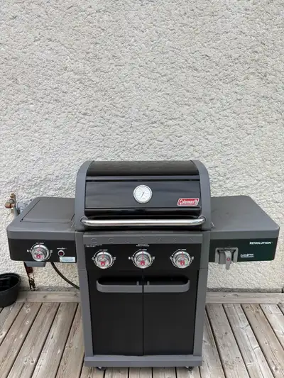 Coleman Revolution 3‑burner BBQ in great shape — only a couple years old. Cast‑iron grates, plus an...