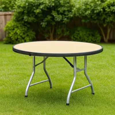 These 72-inch round folding tables are new, offering a spacious and versatile surface perfect for ev...