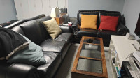 Black Leather Couch and Loveseat