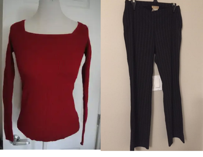 2x Thyme Red Maternity Knit Sweater & Tummi office Pants Size S, View more