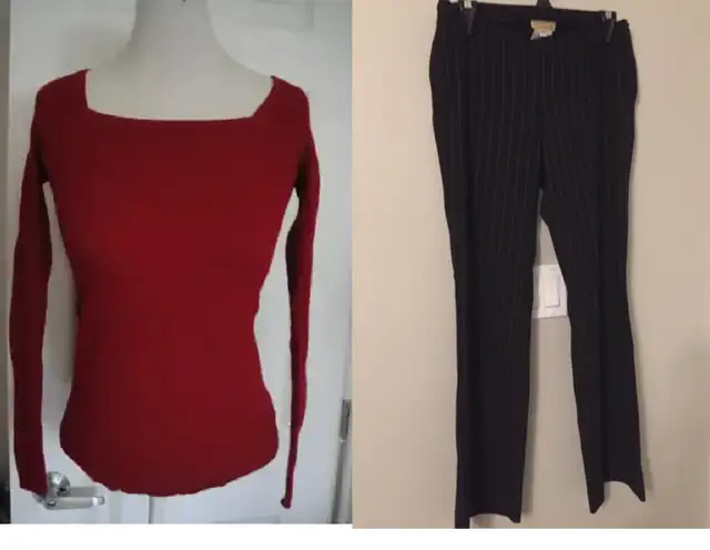 2x Thyme Red Maternity Knit Sweater & Tummi office Pants Size S in Women's - Maternity in Markham / York Region - Image 2