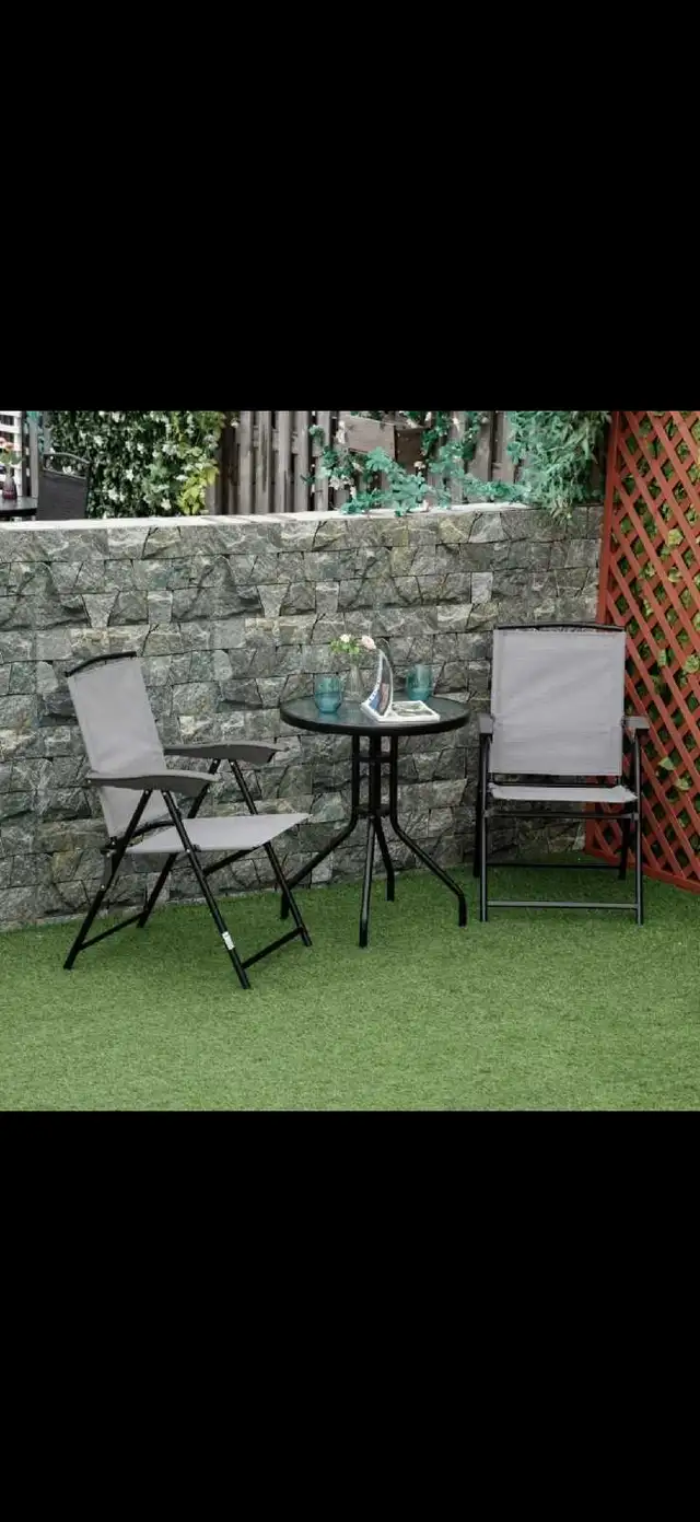24"Patio Table Round Tempered Glass Top Outdoor Dining Steel Fra in Patio & Garden Furniture in Markham / York Region - Image 9