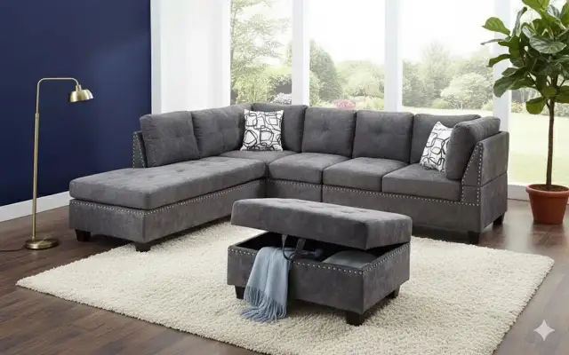 Must Go – Reversible Velvet Sectional | Modern & Comfortable in Couches & Futons in Hamilton - Image 3