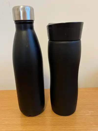 Black Stainless Steel Water Bottle and Travel Mug Set, View more