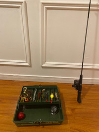 Tackle box (full of lures) + fishing rod with Reel for $70