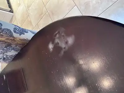 Table top has a couple white marks, however, it is very good condition. Measures 71.5" x 11.5" with...