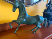 Vintage Bronze Brass Horse Sculpture Green Faux Verdigris Patina