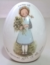 Holly Hobbie Porcelain Egg, Love is The Nicest Gift of All