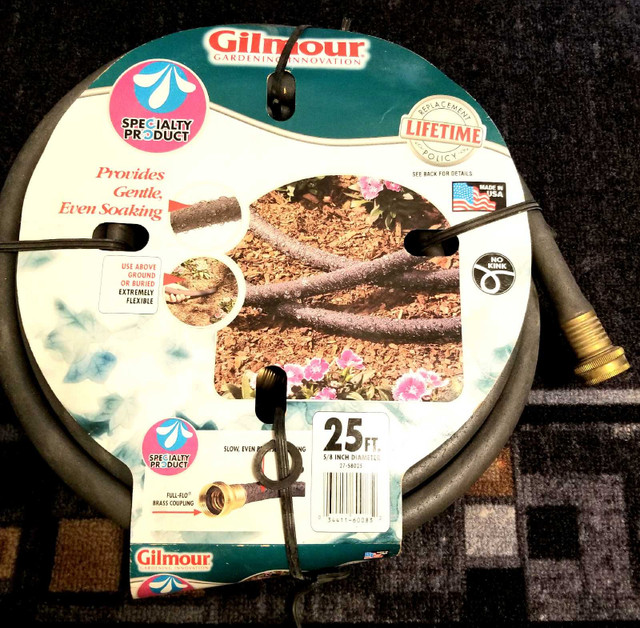 Gilmour Round Soaker Hose 5/8", 25ft, Black in Outdoor Tools & Storage in Mississauga / Peel Region