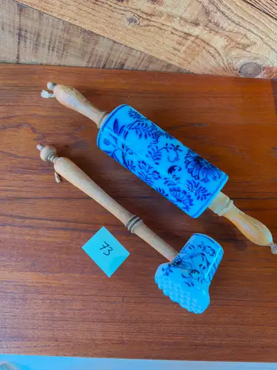Vintage Blue Onion German Rolling Pin + Mallet, View more
