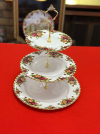 $65 each three tiered cake stand Royal Albert Old Country Roses-