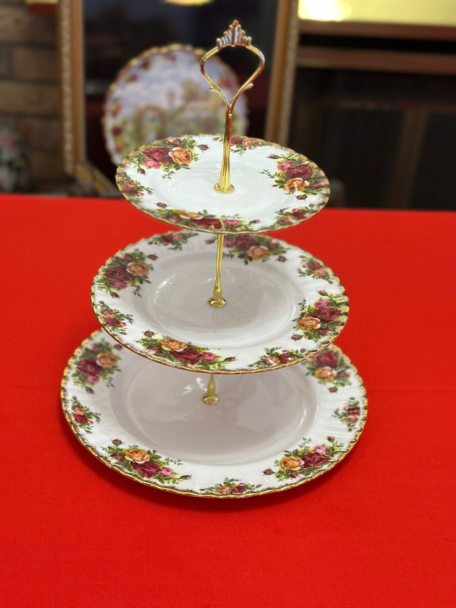 $65 each three tiered cake stand Royal Albert Old Country Roses- in Kitchen & Dining Wares in Oakville / Halton Region