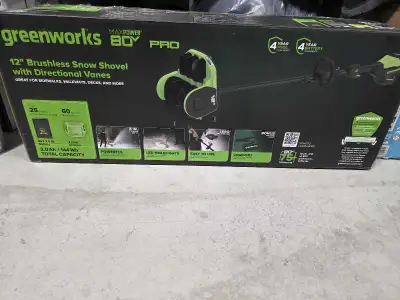 Greenworks Snow Shovel.  New in box With battery and charger , View more
