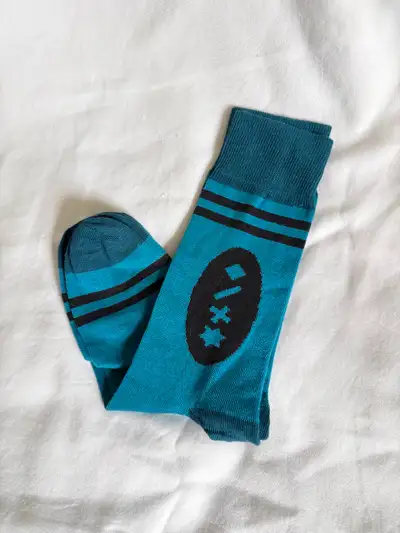 New Adult Crew Socks, Teal and Black, View more