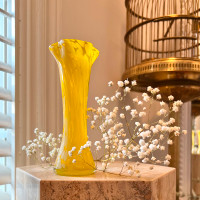Vintage Murano Hand Blown Art Glass Ruffle Bud Vase 6.5”