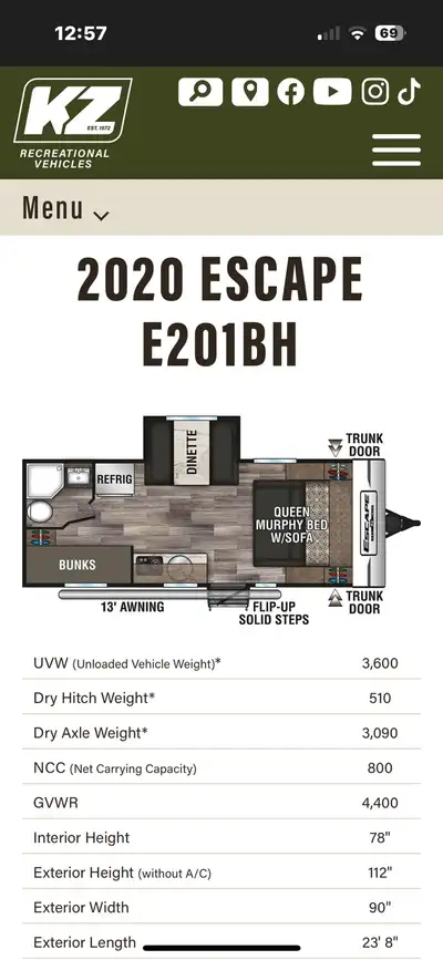 One owner low mileage pulled with a large suv great condition just had all seals and front window re...