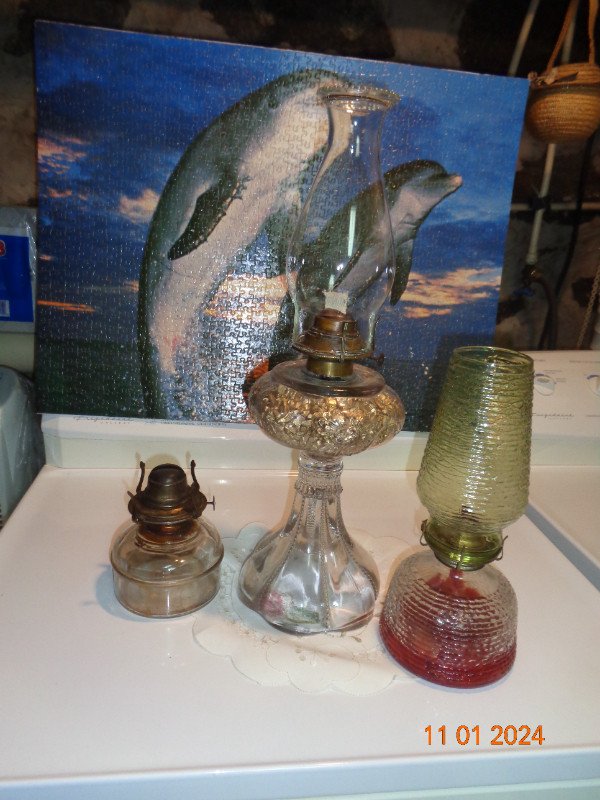 Lot de 3 lampes à l'huile Antiques dans Art et objets de collection  à Shawinigan