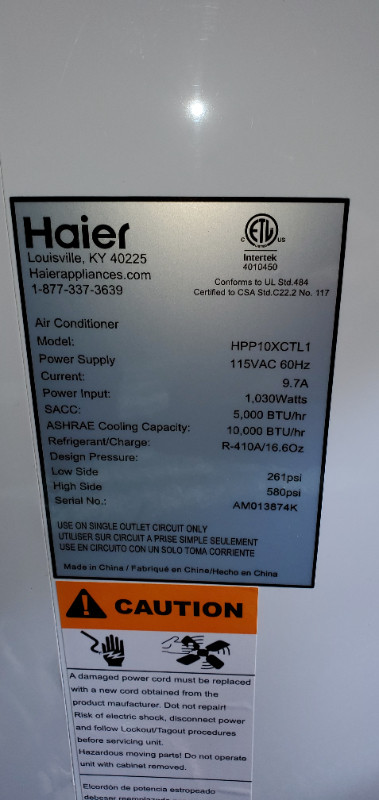 Haier Portable air conditioner in Heaters, Humidifiers & Dehumidifiers in Hamilton