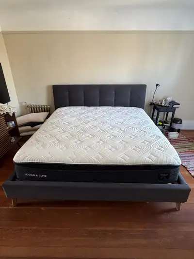 Bed Frame + Logan & Cove Frontier Hybrid Mattress (KING), View more