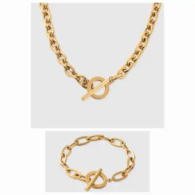 ✨ CRAFTD London Gold Toggle Chain & Belcher Bracelet Set, View more