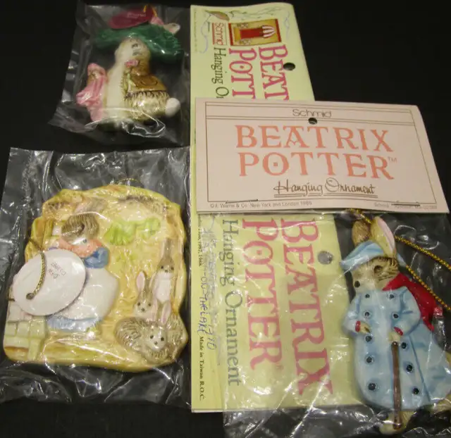3 SCHMID BEATRIX POTTER HANGING ORNAMENTS, MINT CONDITION63240706116355129