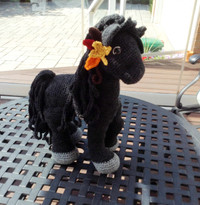 Majestic Black Horse - Crocheted, Handmade