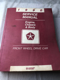 VINTAGE 1990 CHRYSLER FWD CAR FACTORY SERVICE MANUAL #M0726+