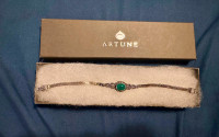 Silver Bracelet with Green Gem