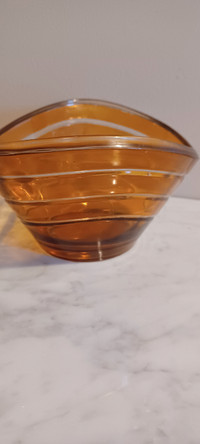 Teleflora Gift Candy Dish Bowl Hand-blown Lead Crystal 8"Wx4"H