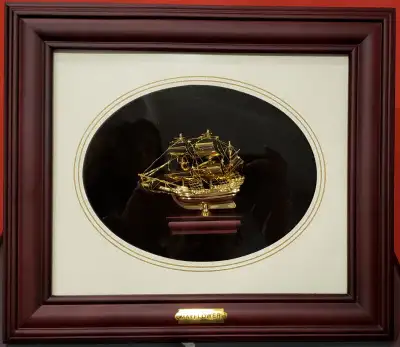 Mayflower Boat in wood Shadow box frame - NEW, View more