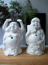 Ceramic 2 Tiki Mugs Laughing Buddha, Japan & Taiwan